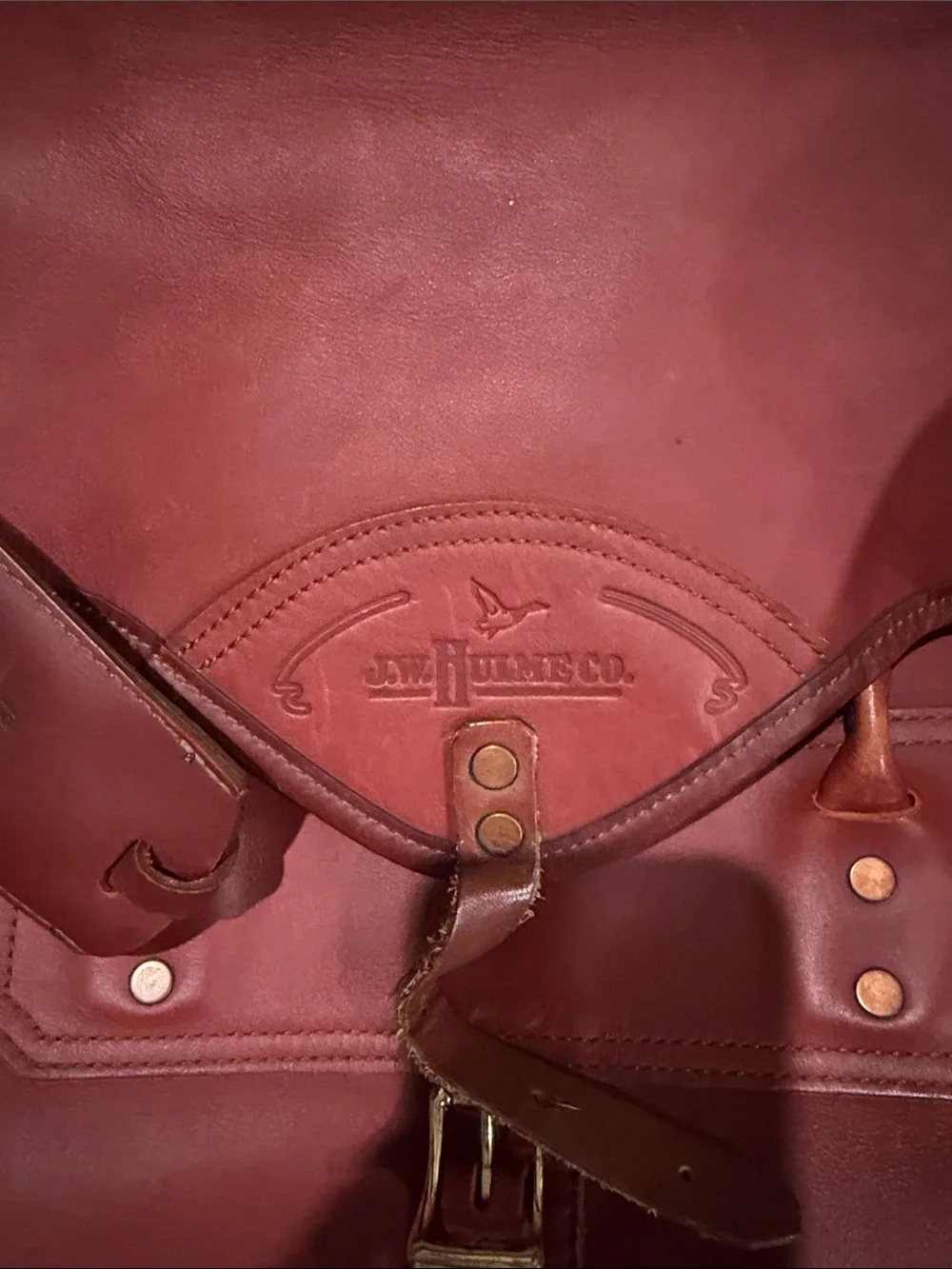 J.W. Hulme Co. Men’s Leather Duffle Bag in Cognac Brown